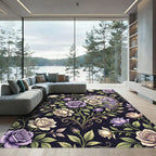 Elegant Floral Heart with Purple Roses Rug