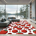 Red Tomato Circles Scattered Pattern Rug