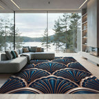 Art Deco Teal Gold Fan Rug