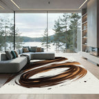 Bold Brown Brushstroke Swirl Rug