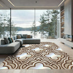 Elegant Gold Interlocking Quatrefoil Rug