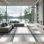 Monochrome Geometric Lines Composition Rug