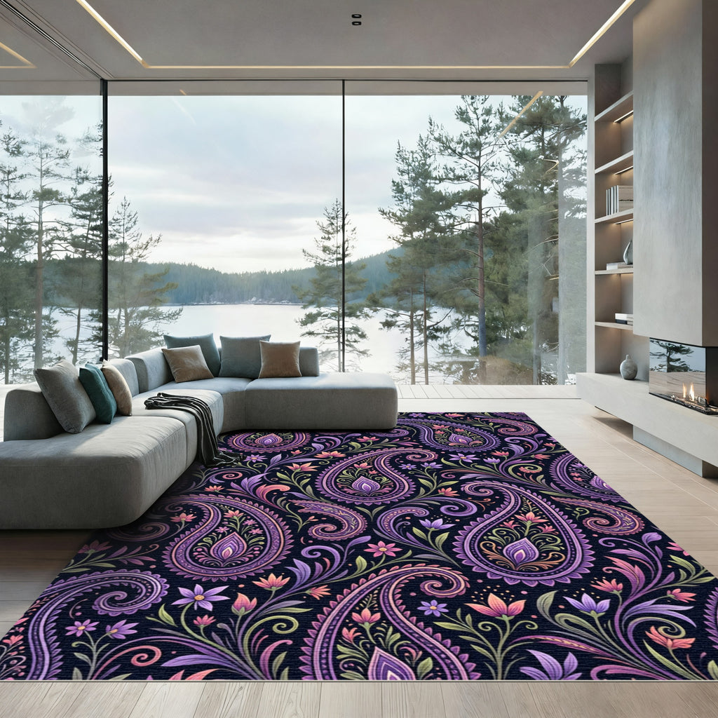 Vibrant Paisley Floral Garden Rug