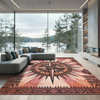 Earthy Sunset Compass Geometric Art Rug