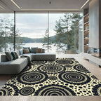 Cream Black Radial Sunburst Rug
