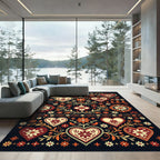 Crimson Ivory Folk Heart Floral Garden Rug
