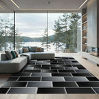 Gray Black Brick Texture Rug