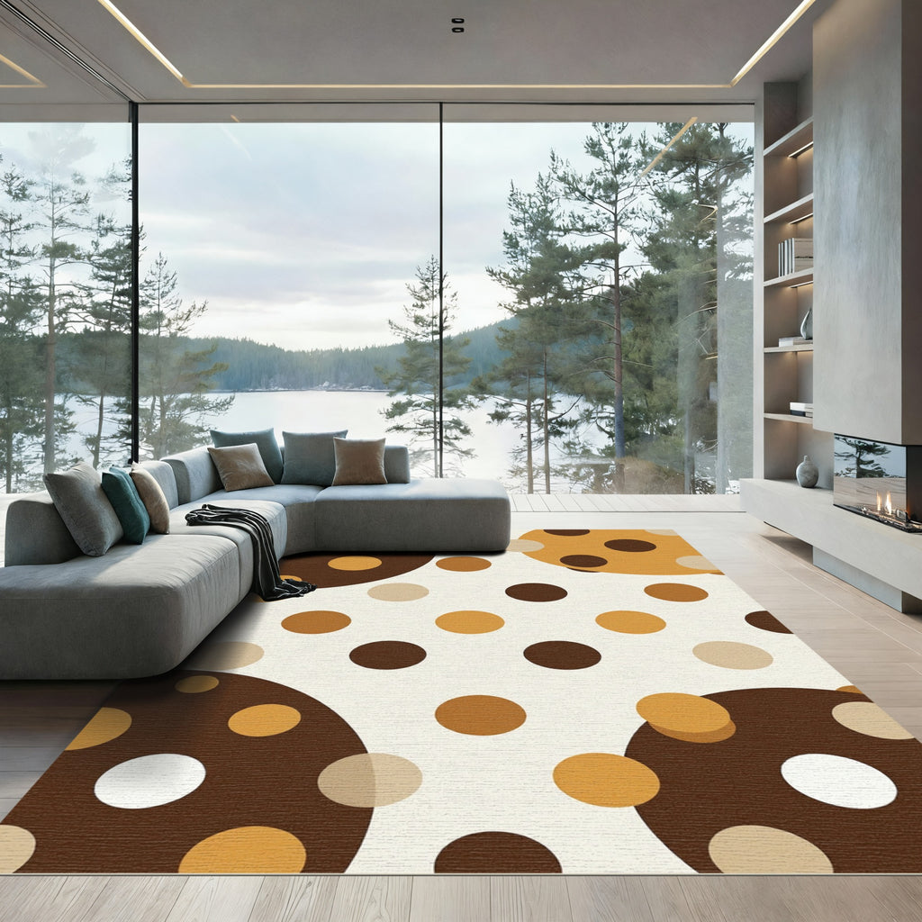 Earthy Tone Polka Dot Circles Rug
