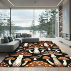 Whimsical Brown Speckled Forest Mushroom Rug
