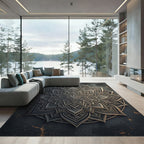 Metallic Silver Ornate Floral Mandala Rug