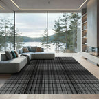 Modern Gray Abstract Grid Rug