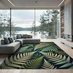 Lush Botanical Forest Fern Leaves Rug