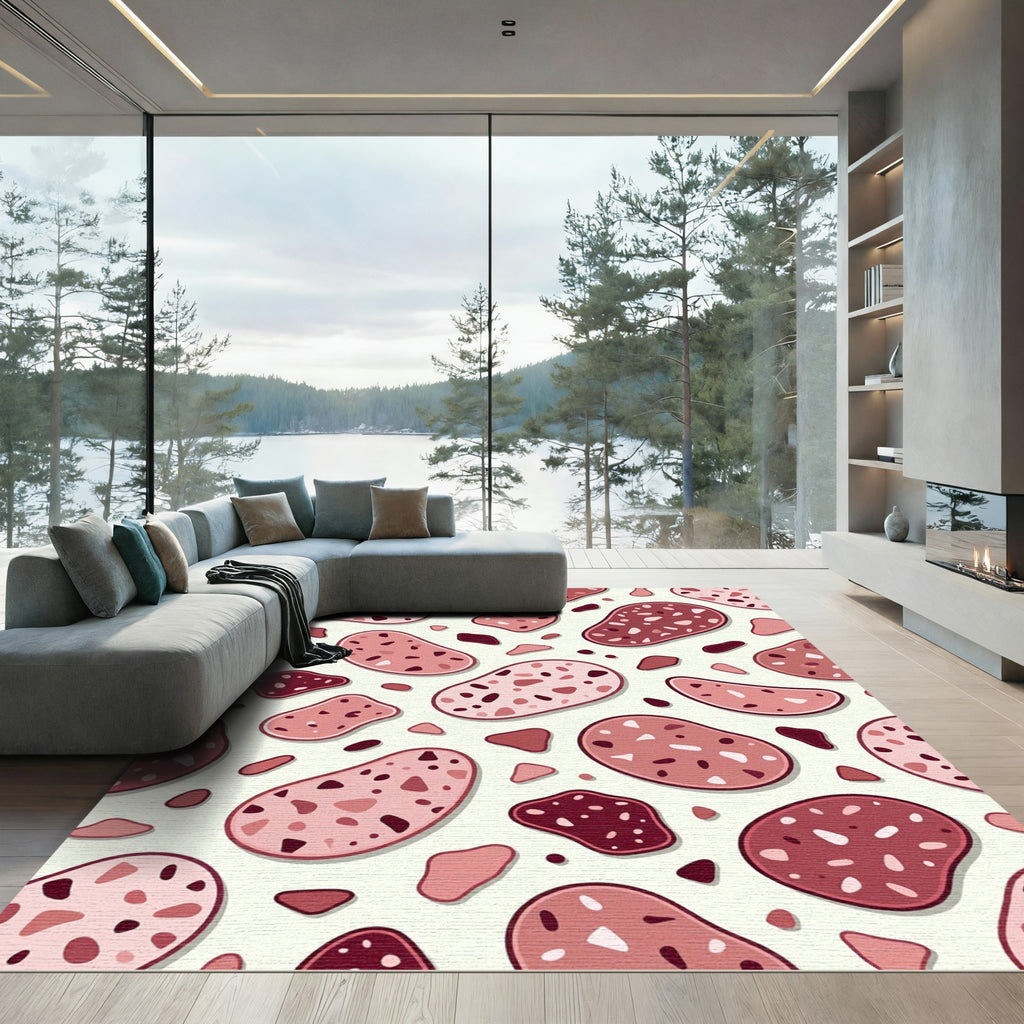 Blush Pink Terrazzo Abstract Speckled Art Rug