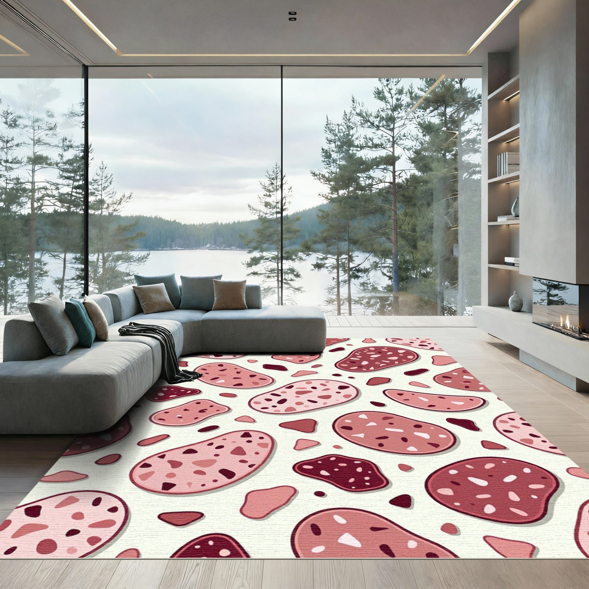 Blush Pink Terrazzo Abstract Speckled Art Rug