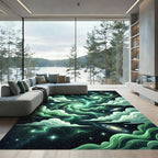 Ethereal Green Celestial Nebula Galaxy Swirl Rug