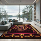 Crimson Gold Ornate Swirl Rug
