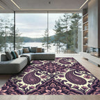 Rich Plum Paisley Floral Medallion Rug