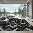 Monochrome Chevron Geometric Stripe Rug