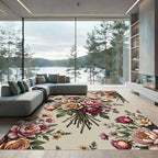 Vintage Rose and Peony Bouquet Rug