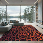 Geometric Crimson Star Layered Art Rug