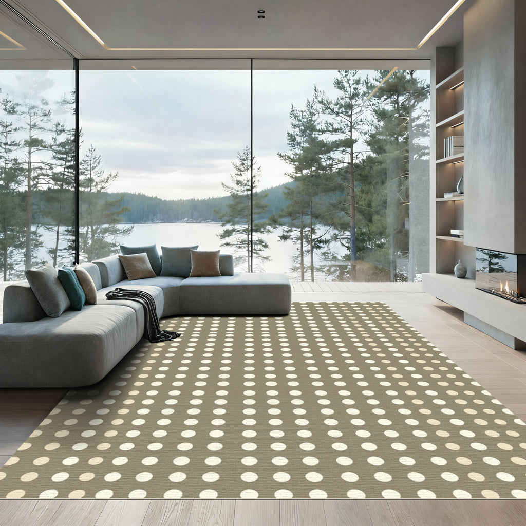 Taupe Polka Dot Grid Rug