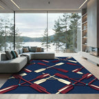 Classic Navy Rowing Oar Grid Rug