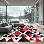 Red Black Triangles Geometric Composition Rug