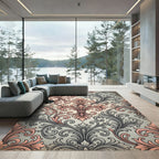 Vintage Blush Gray Scrollwork Damask Rug