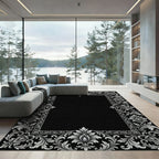 Ornate Silver Floral Border Rug