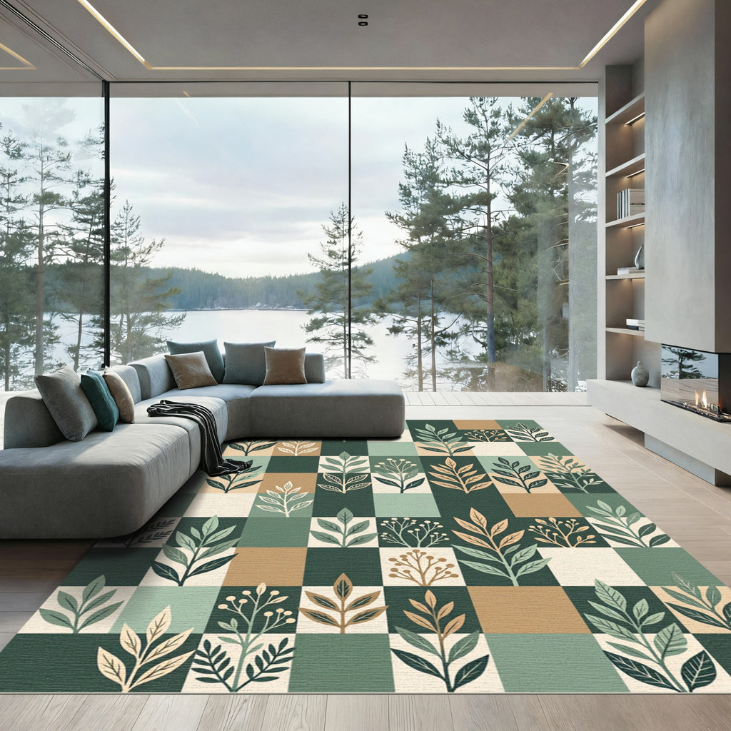 Geometric Botanical Field Rug
