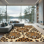 Sophisticated Leopard Head Animal Skin Rug