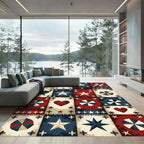 Patriotic Americana Star and Heart Quilt Rug