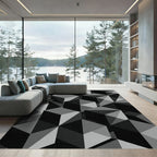 Monochromatic Geometric Cube Illusion Rug