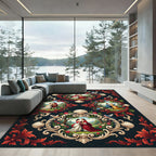 Romantic Figures Red Floral Ornate Medallion Rug