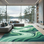 Verdant Emerald Flowing Landscape Rug