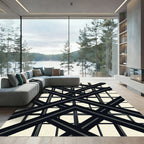 Bold Black Intersecting Lines Rug