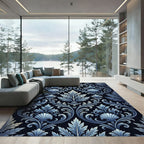 Ornate Blue Acanthus Scroll Rug