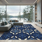 Rich Cobalt Quatrefoil Lattice Rug