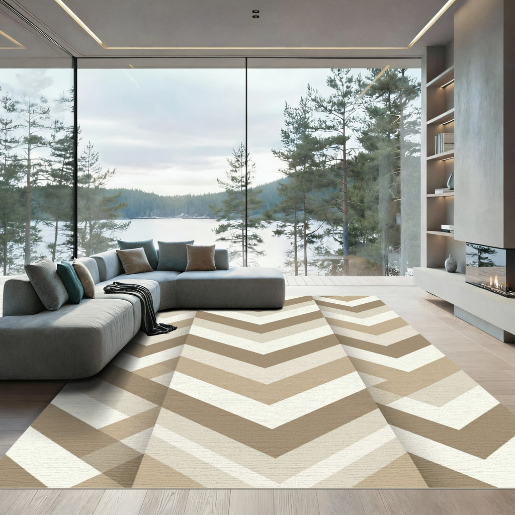 Earthy Tone Chevron Stripe Rug