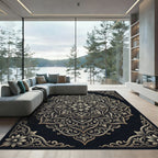 Ornate Silver Floral Mandala Medallion Rug