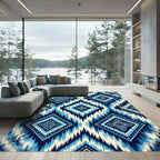 Deep Blue Diamond Tribal Diamond Rug