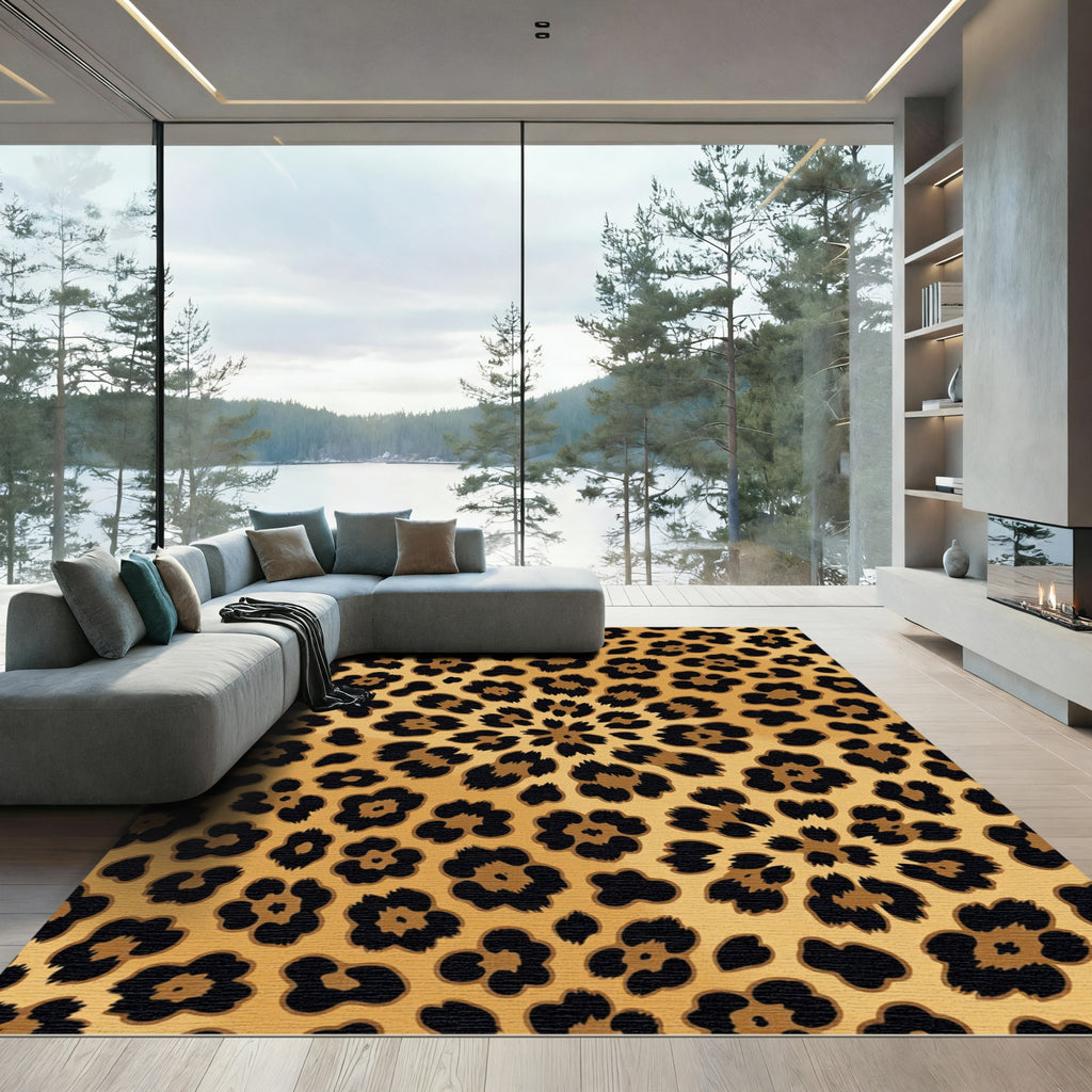Golden Black Spotted Sunburst Rug