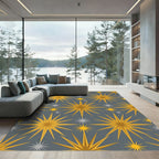 Golden Starburst Graphic Overlay Rug