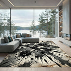 Dynamic Black Splatter Grunge Burst Rug