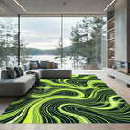 Vibrant Lime Green Sound Wave Rug