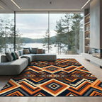 Bold Earthy Southwestern Geometric Diamond Rug