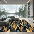 Golden Forest Pine Needle Silhouette Rug