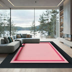 Soft Pink Layered Geometric Frame Rug