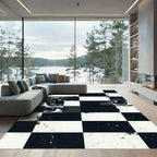 Black and White Surreal Eye Grid Rug