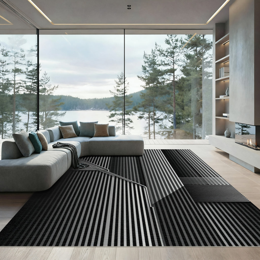 Monochromatic Modern Stripe Architecture Rug